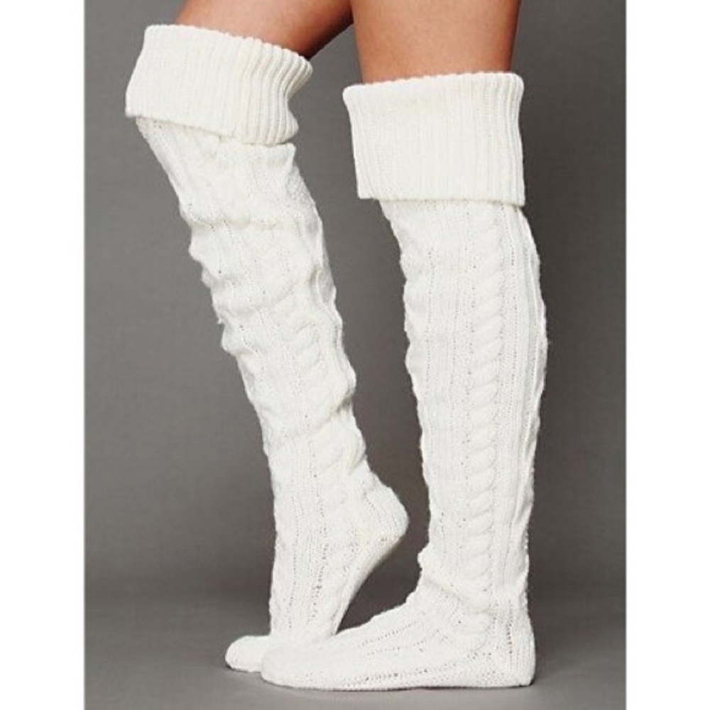 Free People Cable Knit Thigh High Socks